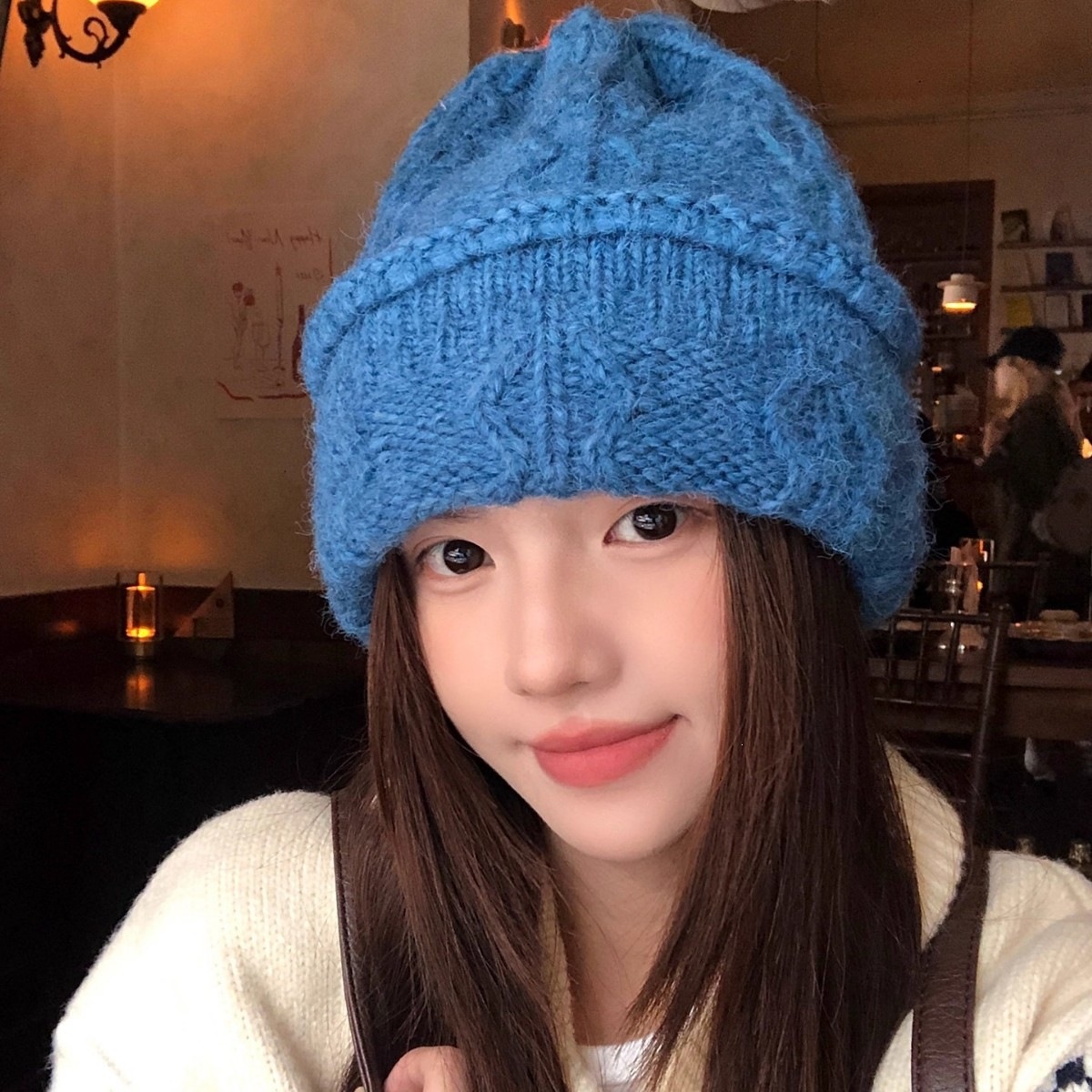 Beanie Cuffed Knit - Berretto in maglia a trecce color